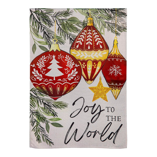 Joy To The World Ornaments Suede House Flag - Tampa Home & Garden Store