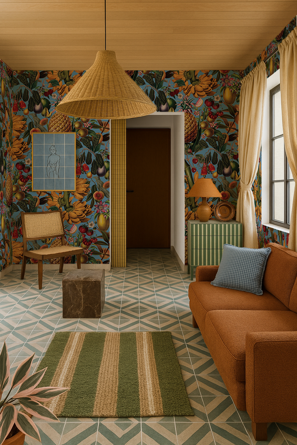 Juicy Fruit Wallpaper, blue - Tampa Home & Garden Store