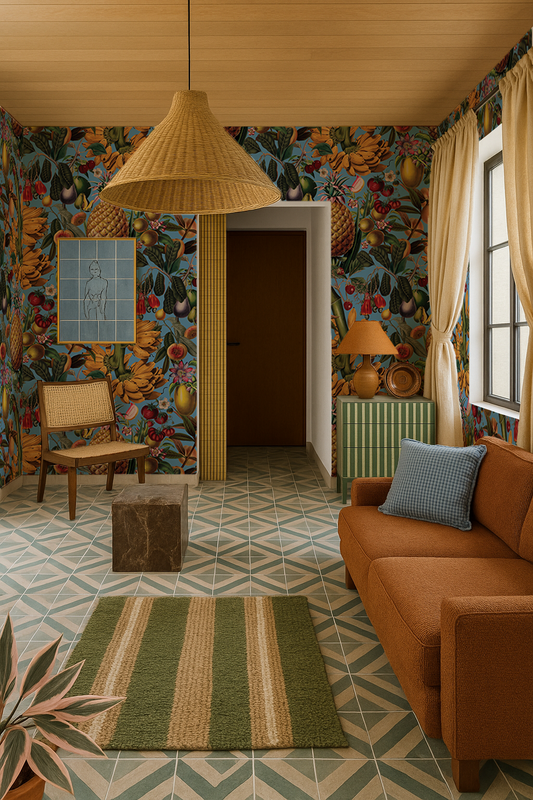 Juicy Fruit Wallpaper, blue - Tampa Home & Garden Store