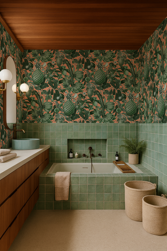Juicy Fruit Wallpaper, peach and green - Tampa Home & Garden Store