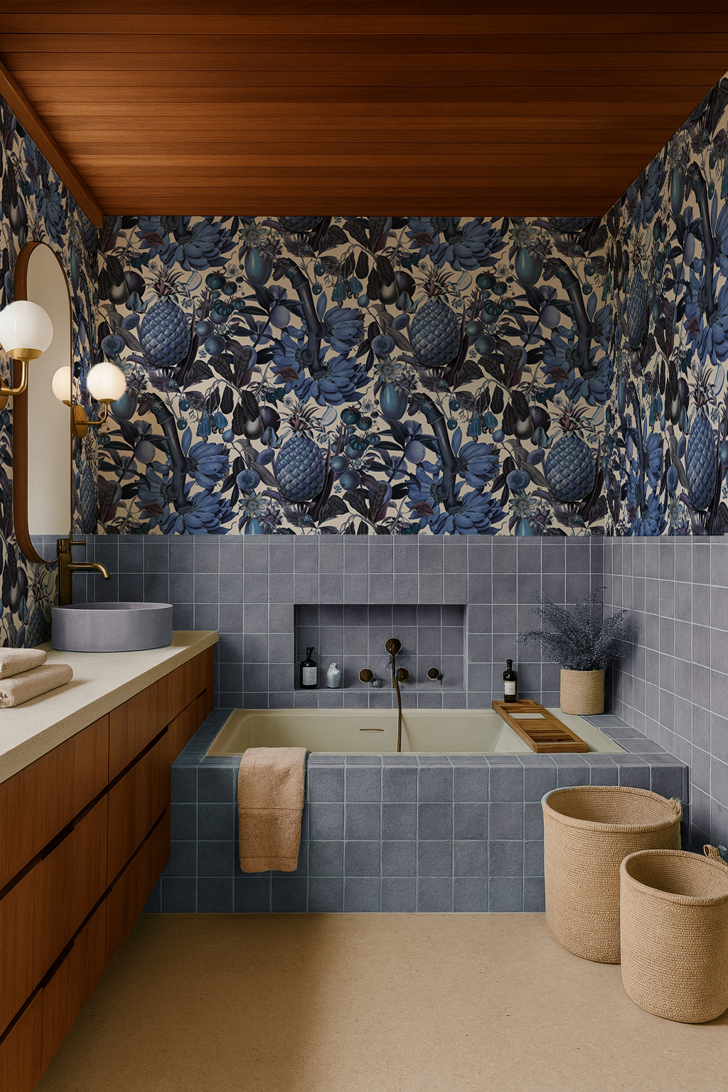 Juicy Fruit Wallpaper, white and blue - Tampa Home & Garden Store