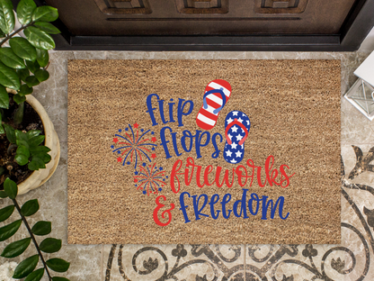 July 4th Doormat "flipflops, fireworks, freedom" 4th of July Doormat - Tampa Home & Garden Store