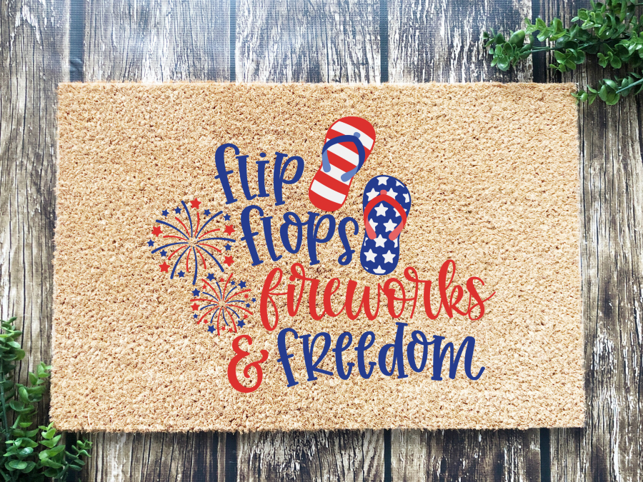 July 4th Doormat "flipflops, fireworks, freedom" 4th of July Doormat - Tampa Home & Garden Store