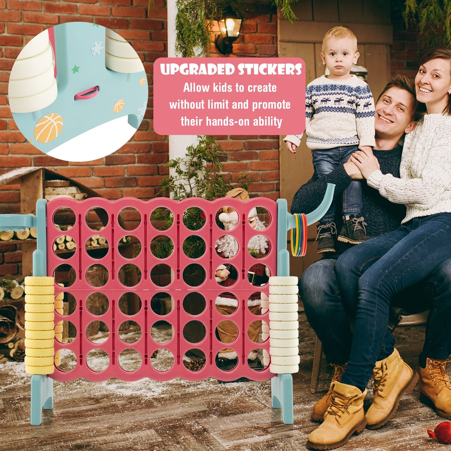 4-in-a-Row Connect Game with Basketball Hoop and Toss Ring