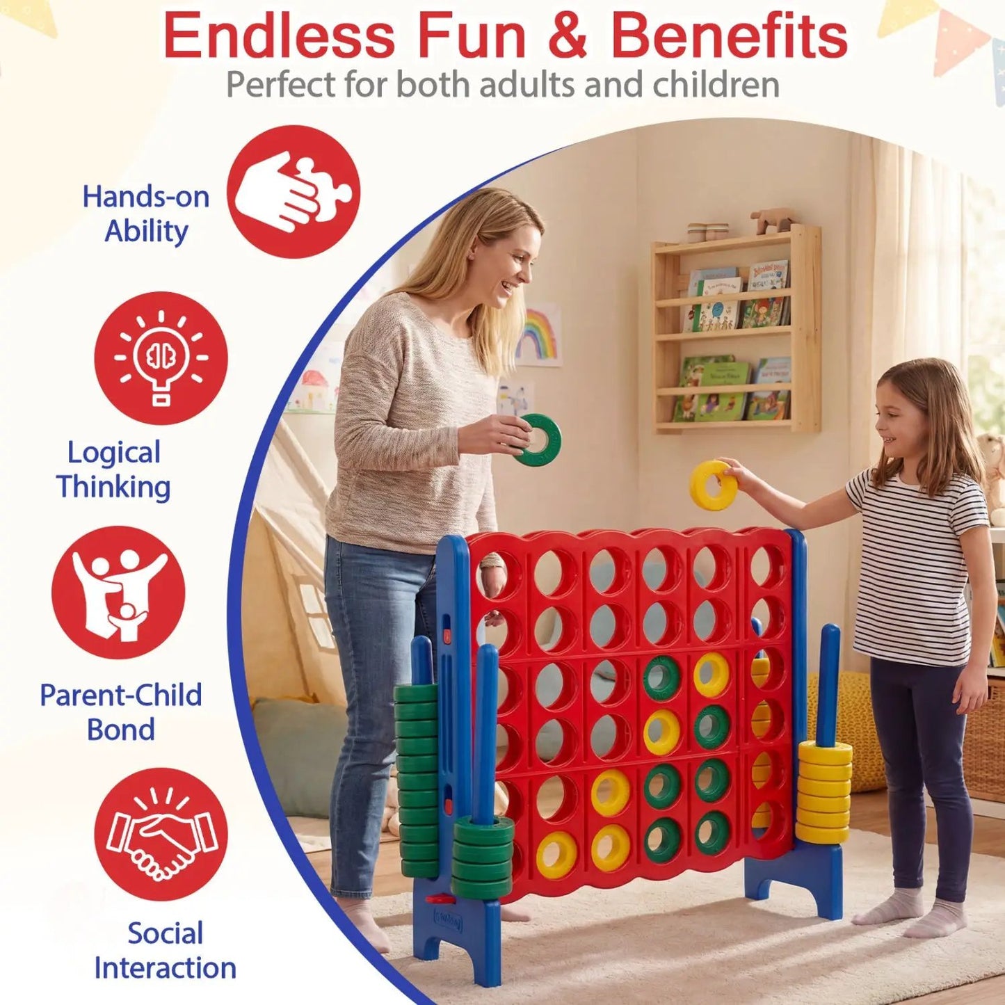 Jumbo Four in a Row Game Set Outdoor Lawn Tall