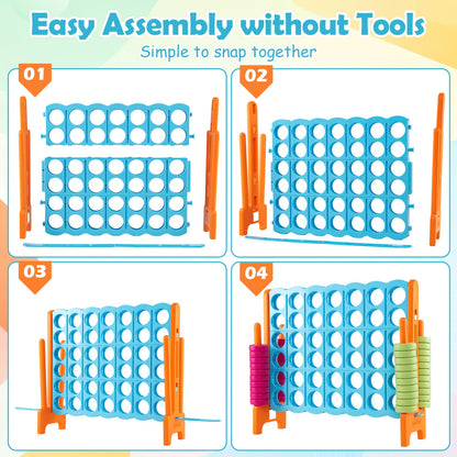 Jumbo 4-to-Score lawn game set, 3.5ft tall, blue grids with orange stands DirectDeals on Tampa Home & Garden Store