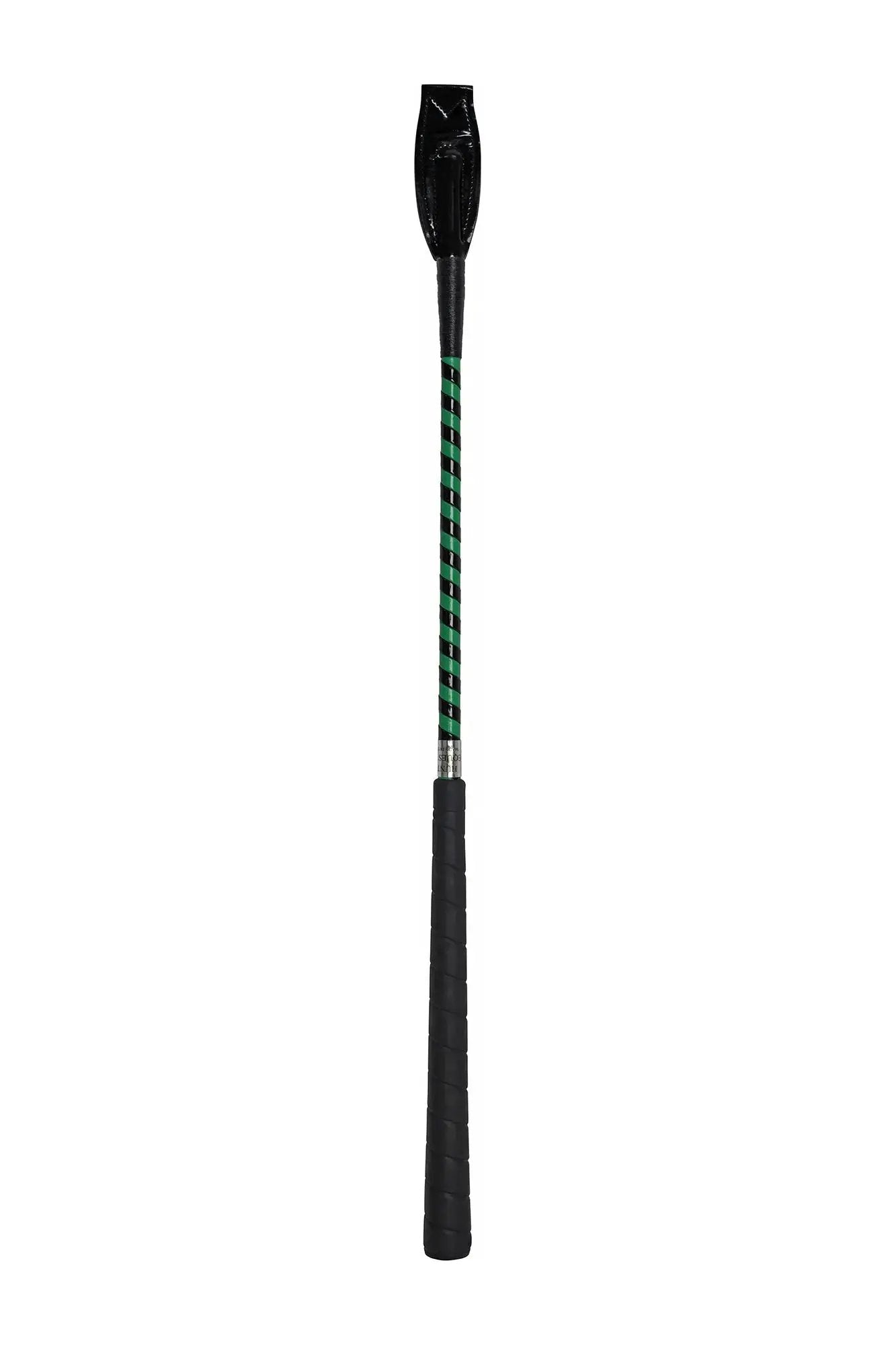 Jumper Whip-24in riding crop with two-tone patent cover and green/black striped shaft Huntley on Tampa Home & Garden Store