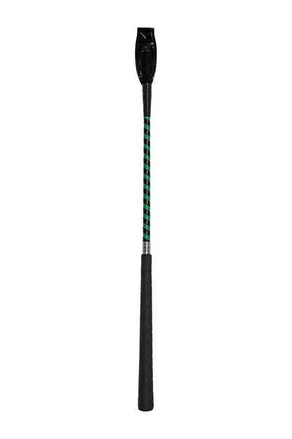 Jumper Whip-24in riding crop with two-tone patent cover and green/black striped shaft Huntley on Tampa Home & Garden Store