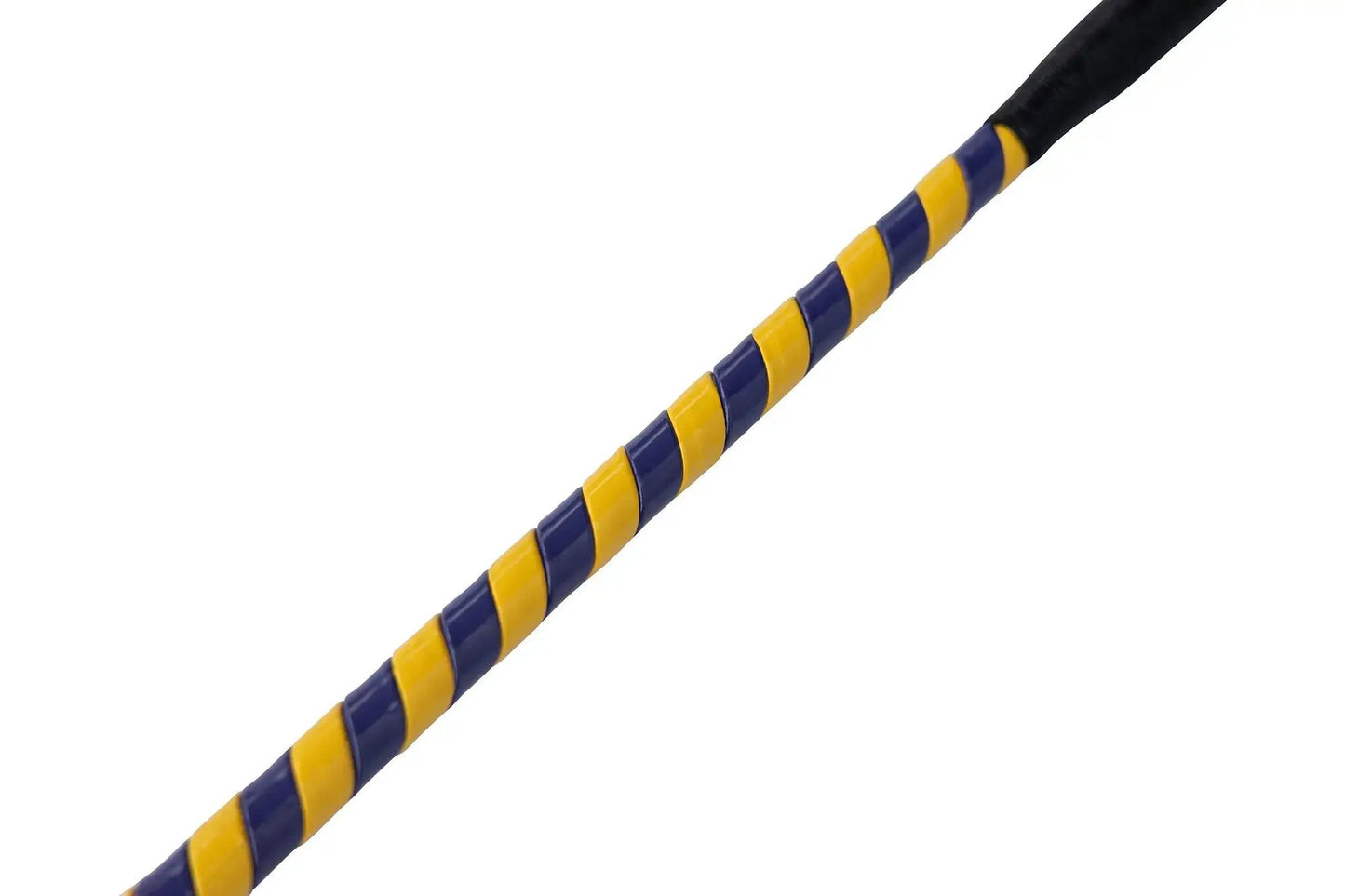 Jumper Whip 24in Patent Cover riding crop with blue yellow spiral wrap Huntley Equestrian on Tampa Home & Garden Store