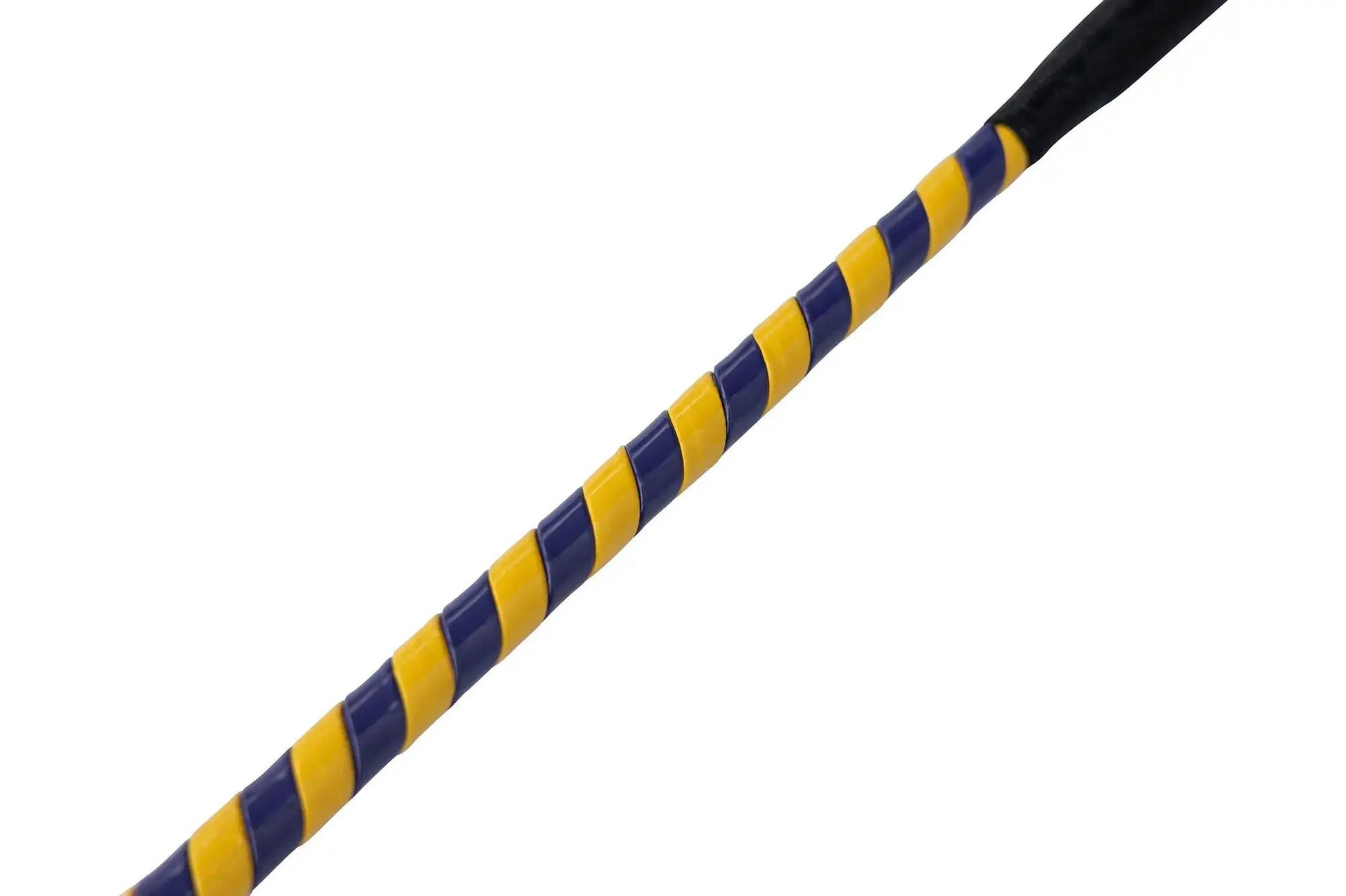 Jumper Whip 24in Patent Cover riding crop with blue yellow spiral wrap Huntley Equestrian on Tampa Home & Garden Store