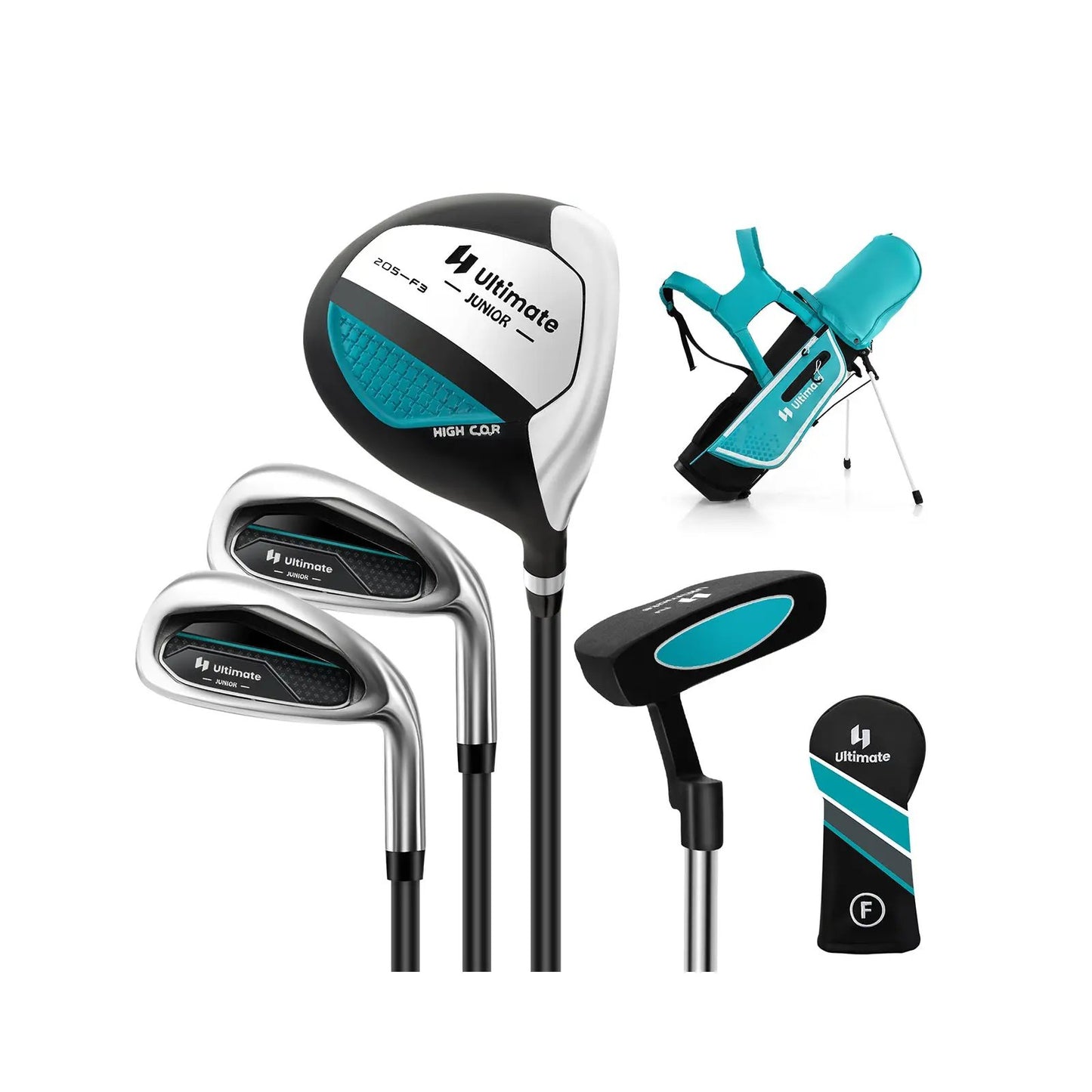 Junior Golf Club Set for Kids with Rain Hood
