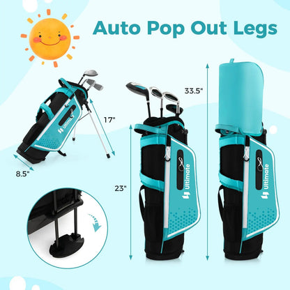 Junior Golf Club Set for Kids with Rain Hood