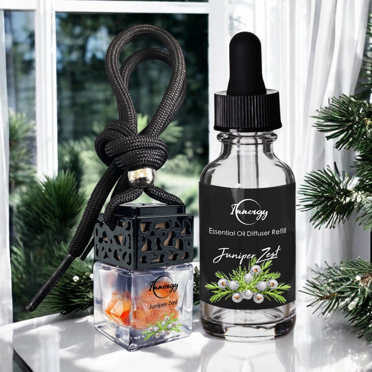 Juniper Zest Crystal-Enhanced Oil Diffuser, Car Air Freshener, 8ml - Tampa Home & Garden Store