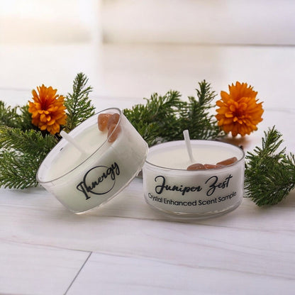 Juniper Zest, Premium Coconut-Soy Wax Tea Light Crystal Candle, 1oz - Tampa Home & Garden Store