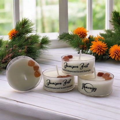 Juniper Zest, Premium Coconut-Soy Wax Tea Light Crystal Candle, 1oz - Tampa Home & Garden Store