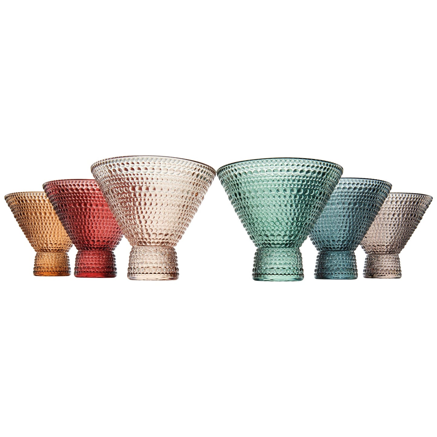 Tonal Hobnail Stemless Bubble Martini Set of 6