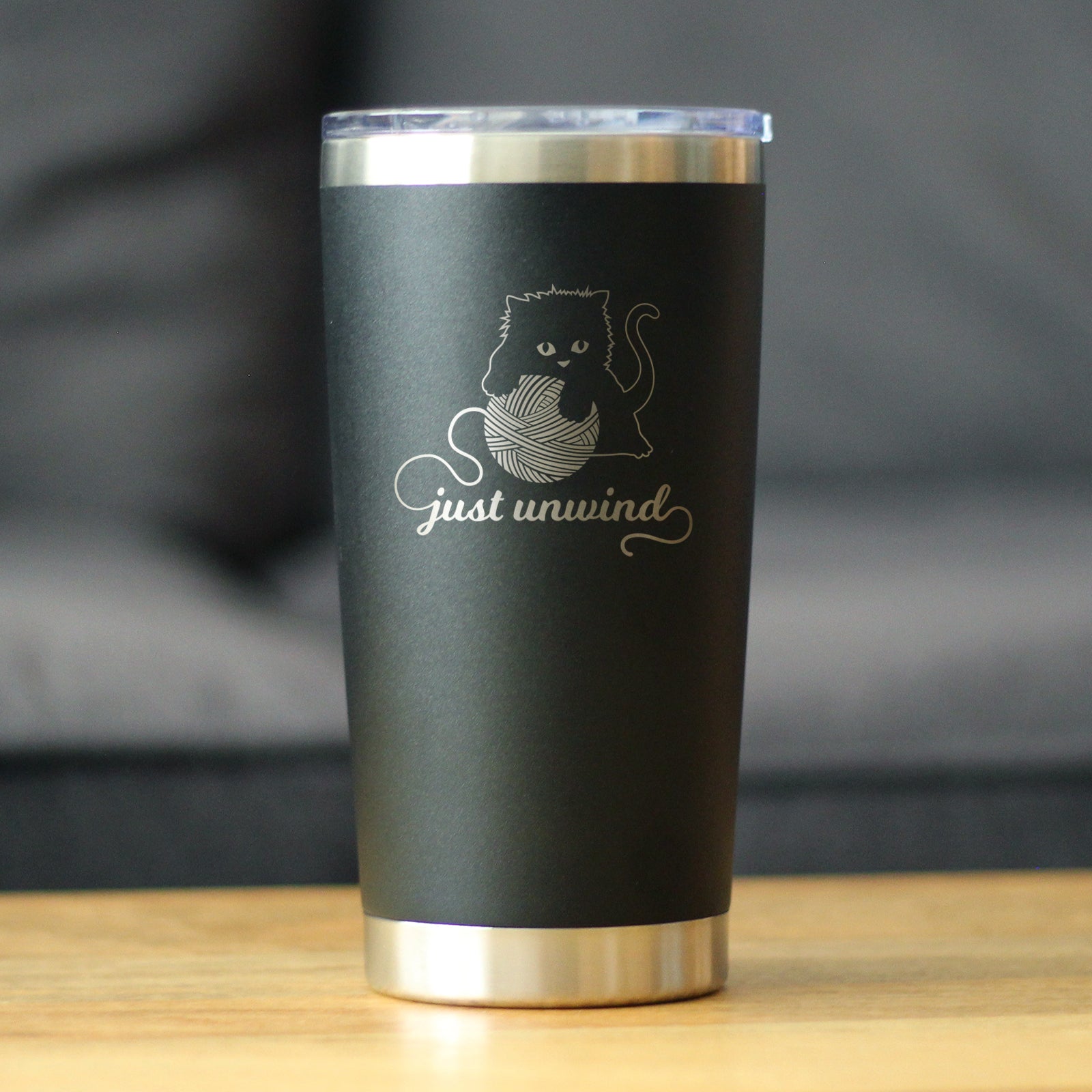 Just Unwind - Cat Insulated Coffee Tumbler Cup with Sliding Lid - Stainless Steel Travel Mug - Unique Cat Gifts for Women and Men - Tampa soil911.com