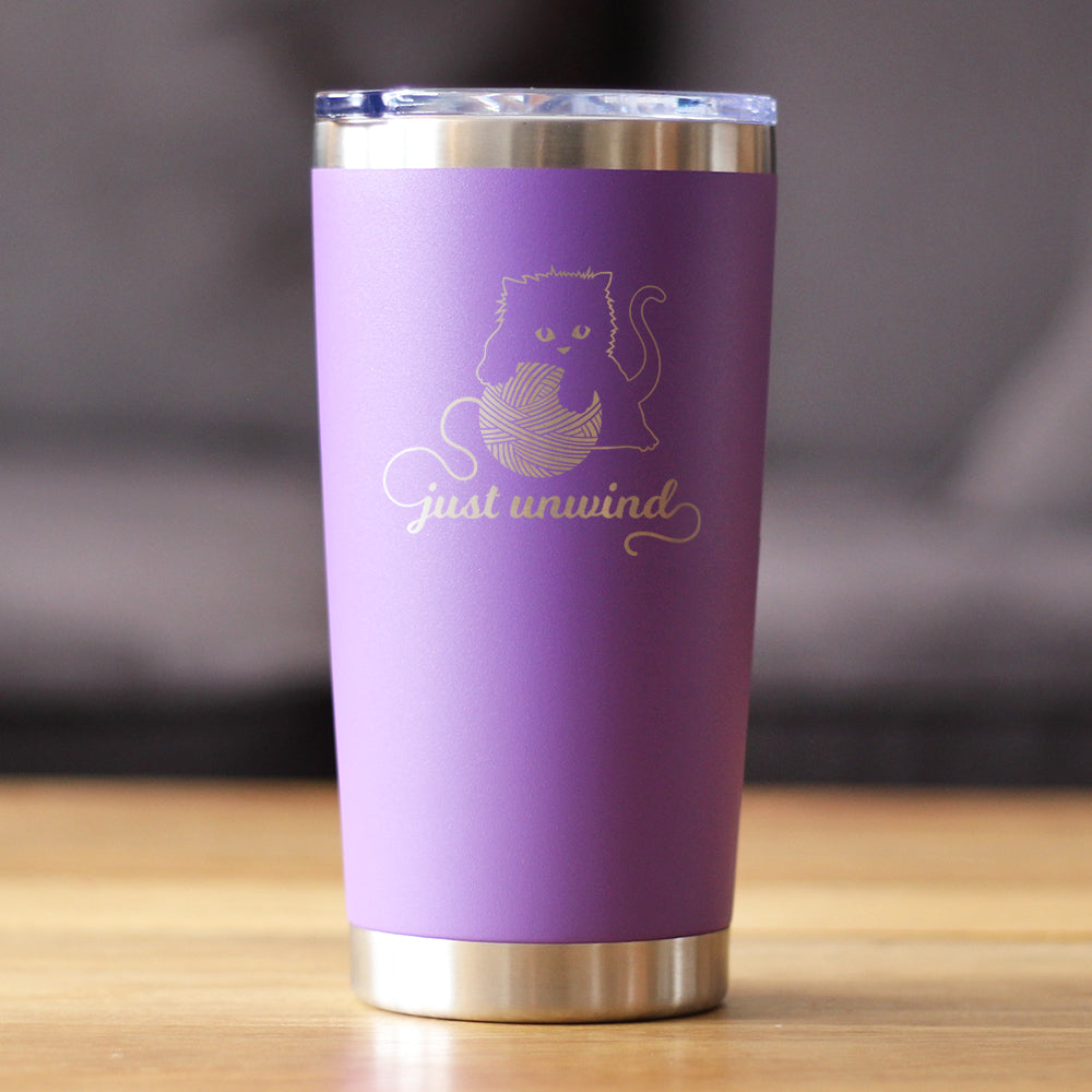 Just Unwind - Cat Insulated Coffee Tumbler Cup with Sliding Lid - Stainless Steel Travel Mug - Unique Cat Gifts for Women and Men - Tampa soil911.com