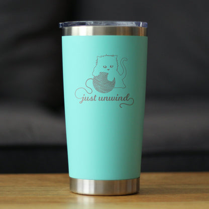 Just Unwind - Cat Insulated Coffee Tumbler Cup with Sliding Lid - Stainless Steel Travel Mug - Unique Cat Gifts for Women and Men - Tampa soil911.com