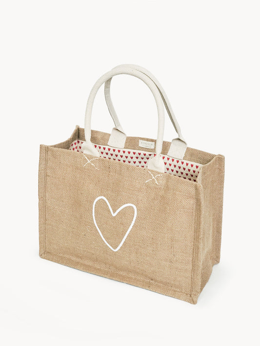 Jute Canvas Shopping Bag - Love - Tampa Home & Garden Store