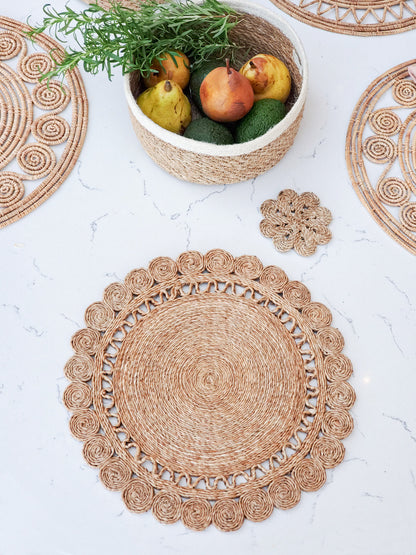 Jute Flower Placemat (Set of 2) - Tampa Home & Garden Store