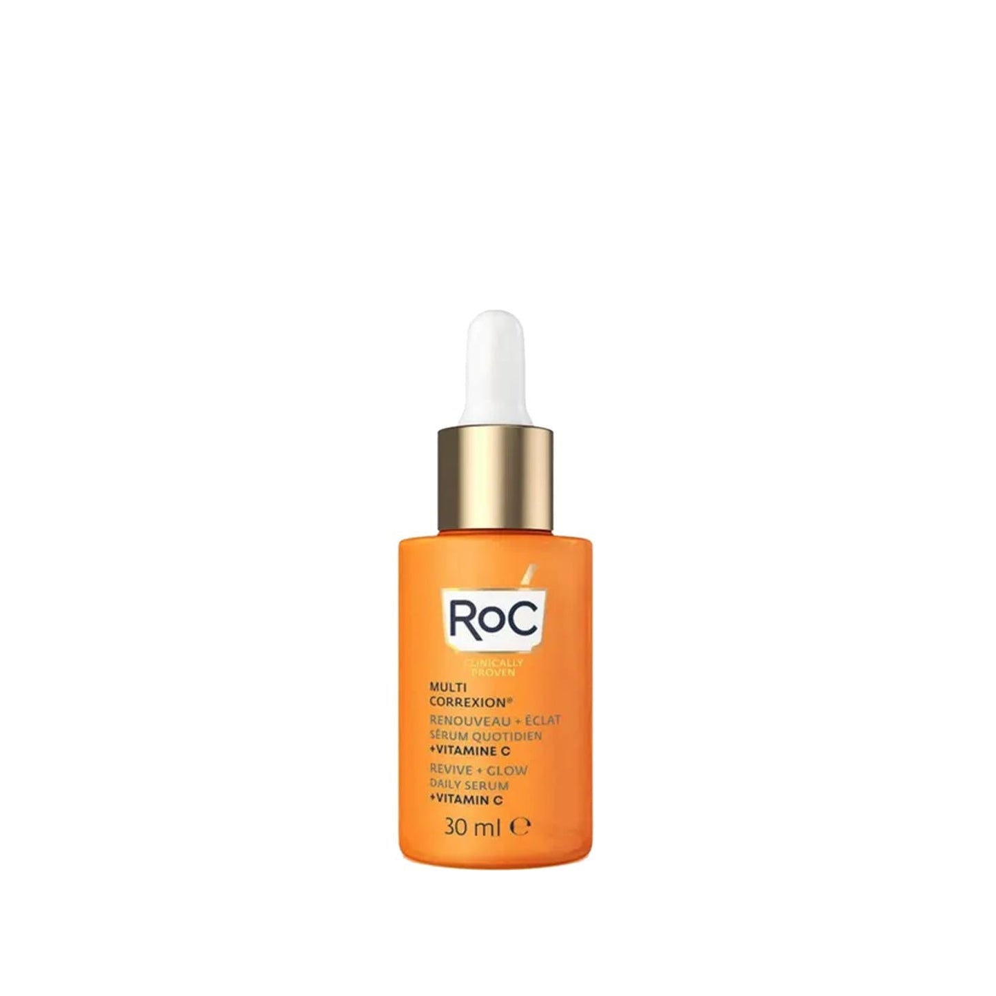 RoC Multi Correxion Revive Glow Daily Serum in orange bottle with white dropper and ROC logo on Tampa Home & Garden Store
