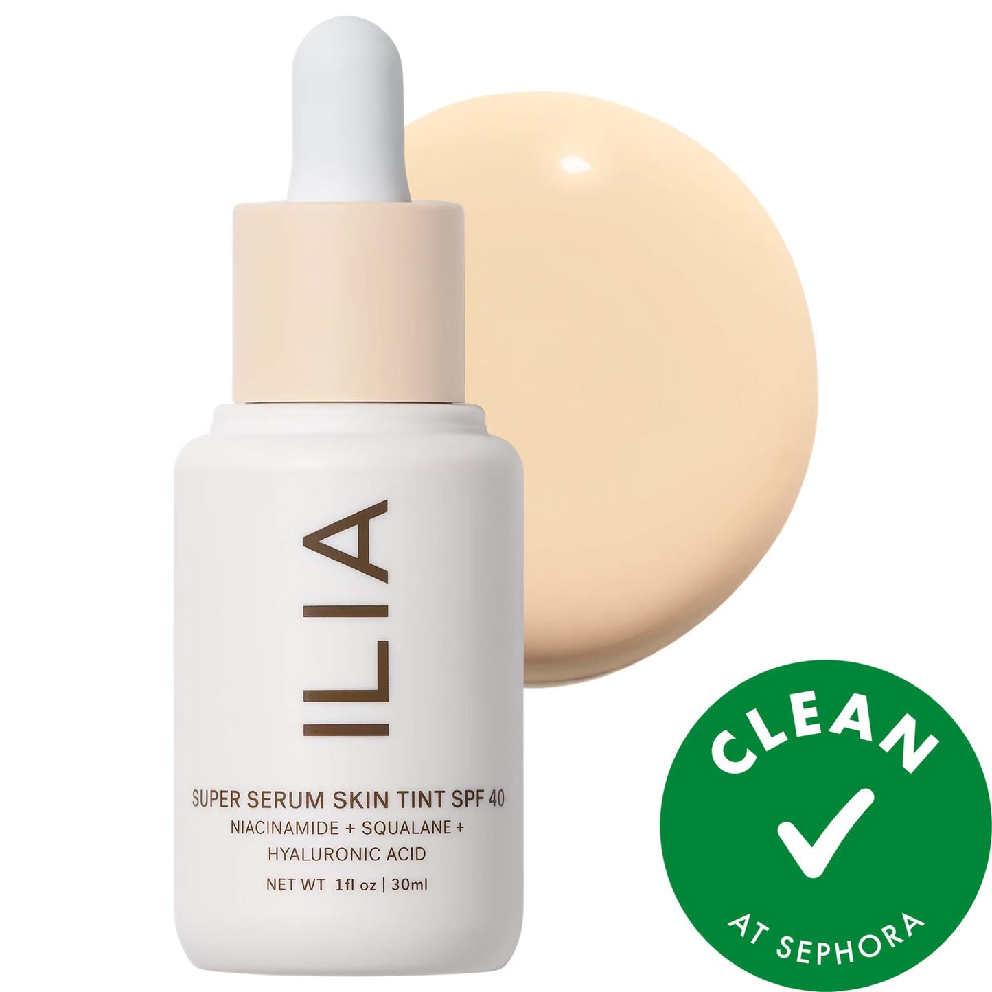 Ilia Super Serum Skin Tint SPF 40 foundation bottle with beige pump on Tampa Home & Garden Store