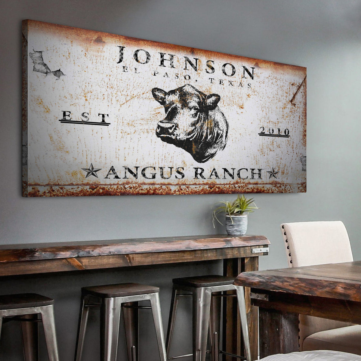 Angus Ranch Sign III canvas by Tailored Canvases crafting canvas with cow illustration on Tampa Home & Garden Store