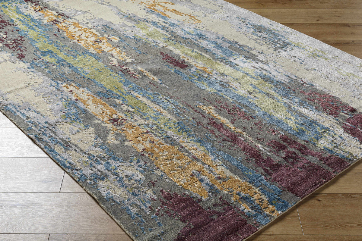 Kabugao Handmade Premium Wool Rug abstract multicolor area rug blue gray Boutique Rugs on Tampa Home & Garden Store