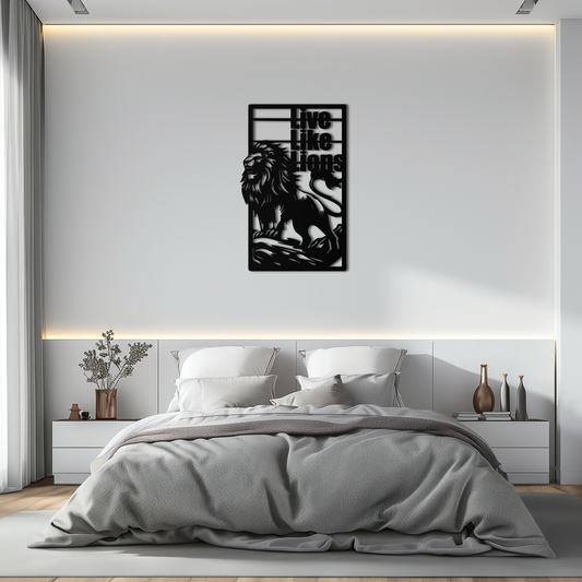 Live Like Lions Metal Wall Art – Powerful Roaring Lion Decor for Motivational Spaces- KAF597