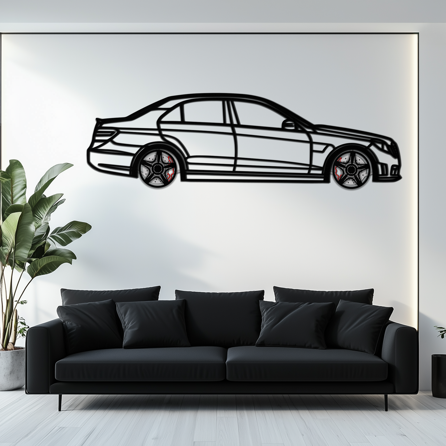 Mercedes E63 AMG Metal Wall Art – Rotating Wheels • Luxury Car Silhouette • Perfect Gift for Mercedes Lovers- KAFMEKA079