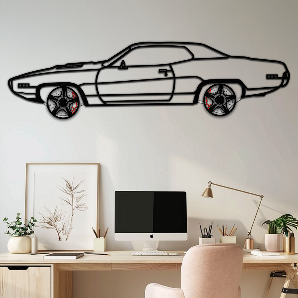 1971 Road Runner Side Profile Metal Wall Art – Classic Muscle Car Silhouette with Rotating Wheels | Garage & Office Decor Gift-KAFMEKA087
