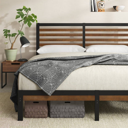 Base de cama King Size de plataforma metálica de bambú ecológica