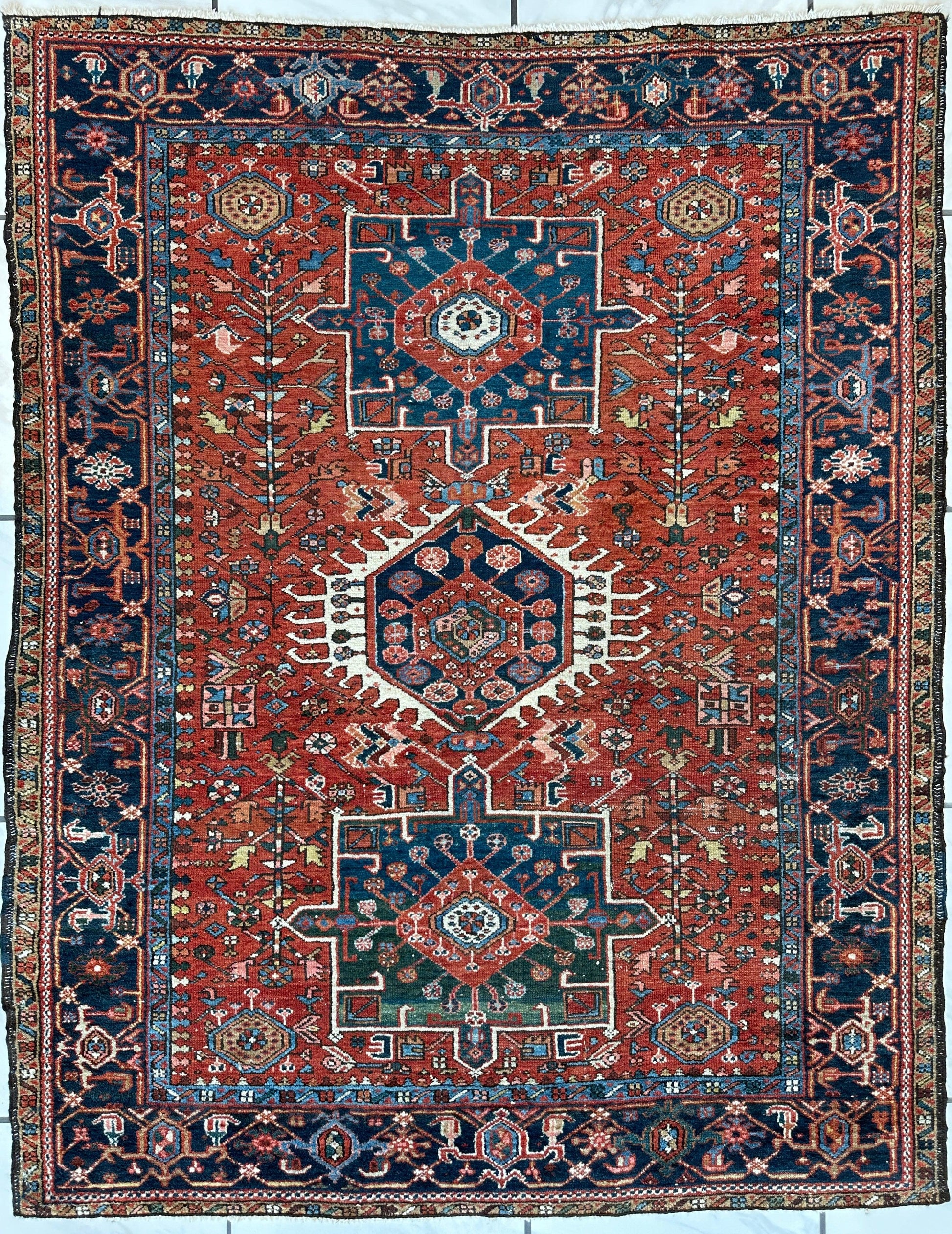 KARAJA Persian Antique Heriz Rug  4'9" x 6' - Tampa Home & Garden Store