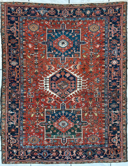 KARAJA Persian Antique Heriz Rug  4'9" x 6' - Tampa Home & Garden Store