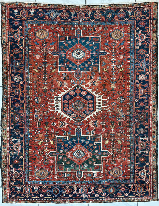 KARAJA Persian Antique Heriz Rug  4'9" x 6' - Tampa Home & Garden Store