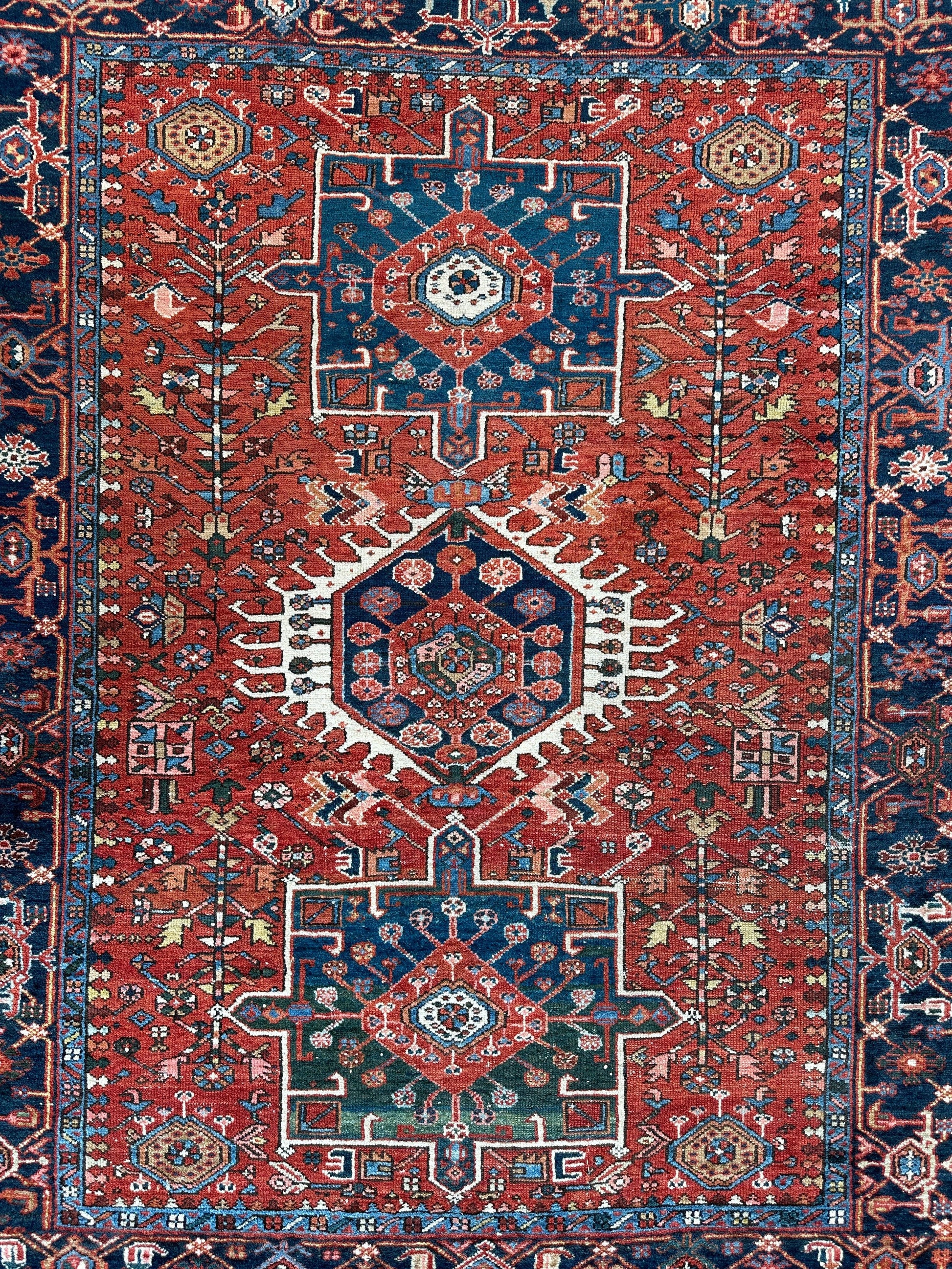 KARAJA Persian Antique Heriz Rug  4'9" x 6' - Tampa Home & Garden Store