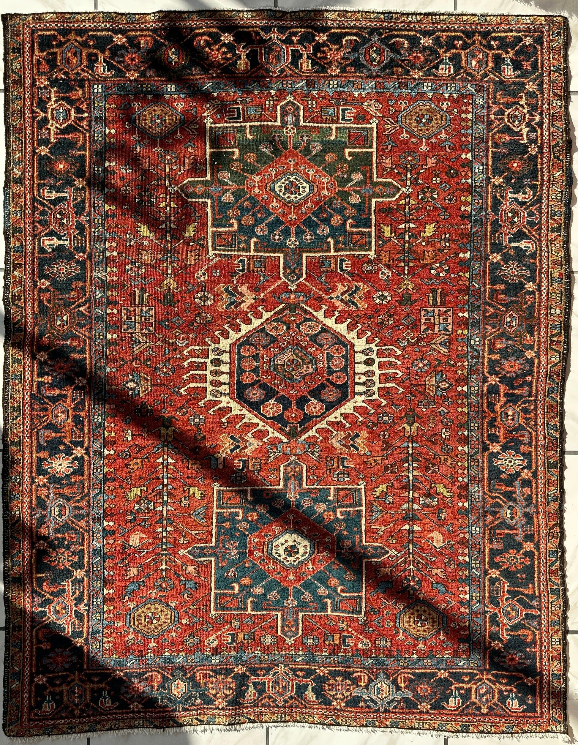 KARAJA Persian Antique Heriz Rug  4'9" x 6' - Tampa Home & Garden Store