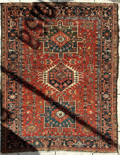 KARAJA Persian Antique Heriz Rug  4'9" x 6' - Tampa Home & Garden Store