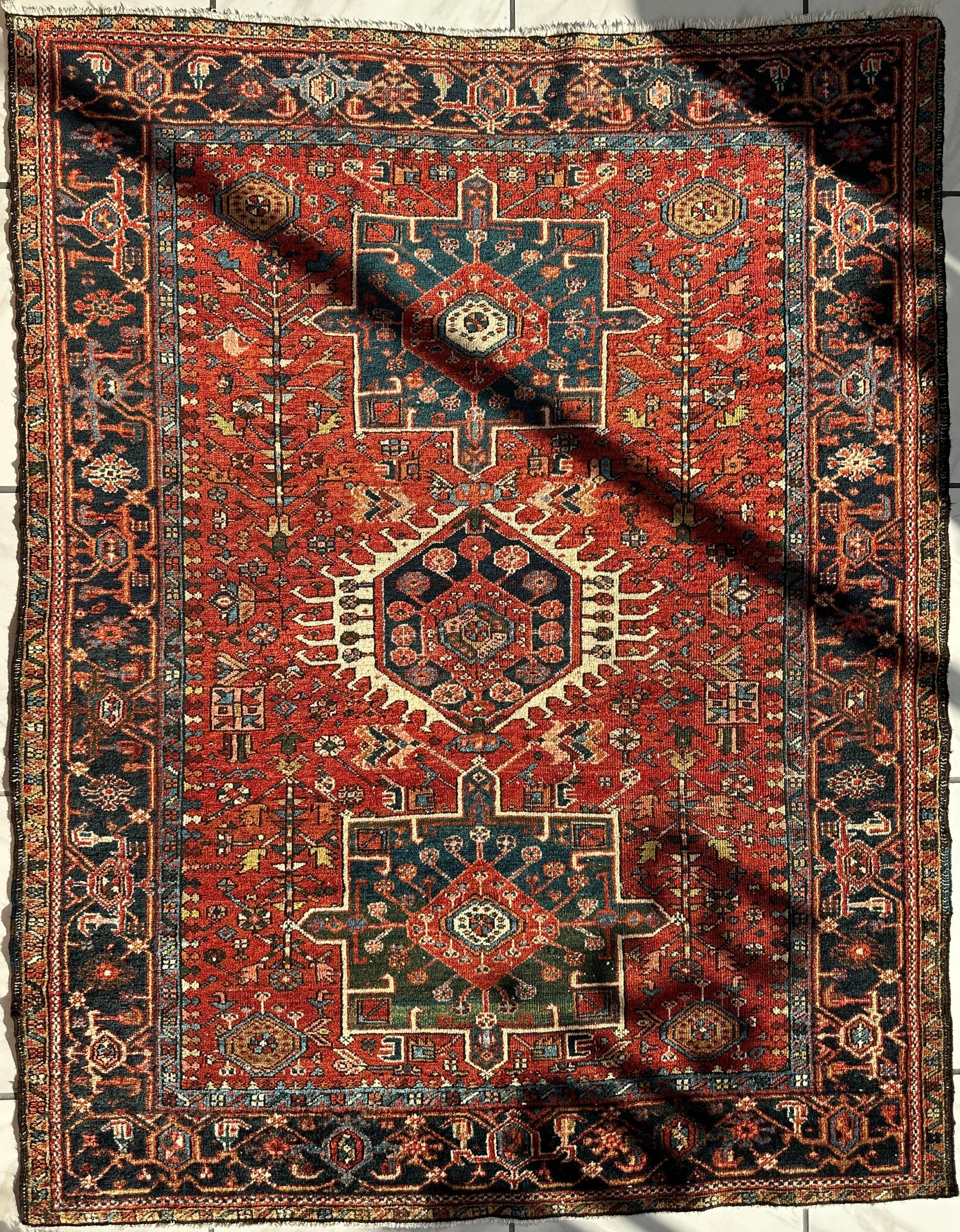 KARAJA Persian Antique Heriz Rug  4'9" x 6' - Tampa Home & Garden Store