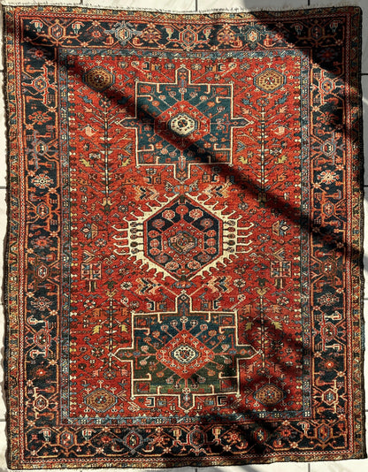 KARAJA Persian Antique Heriz Rug  4'9" x 6' - Tampa Home & Garden Store