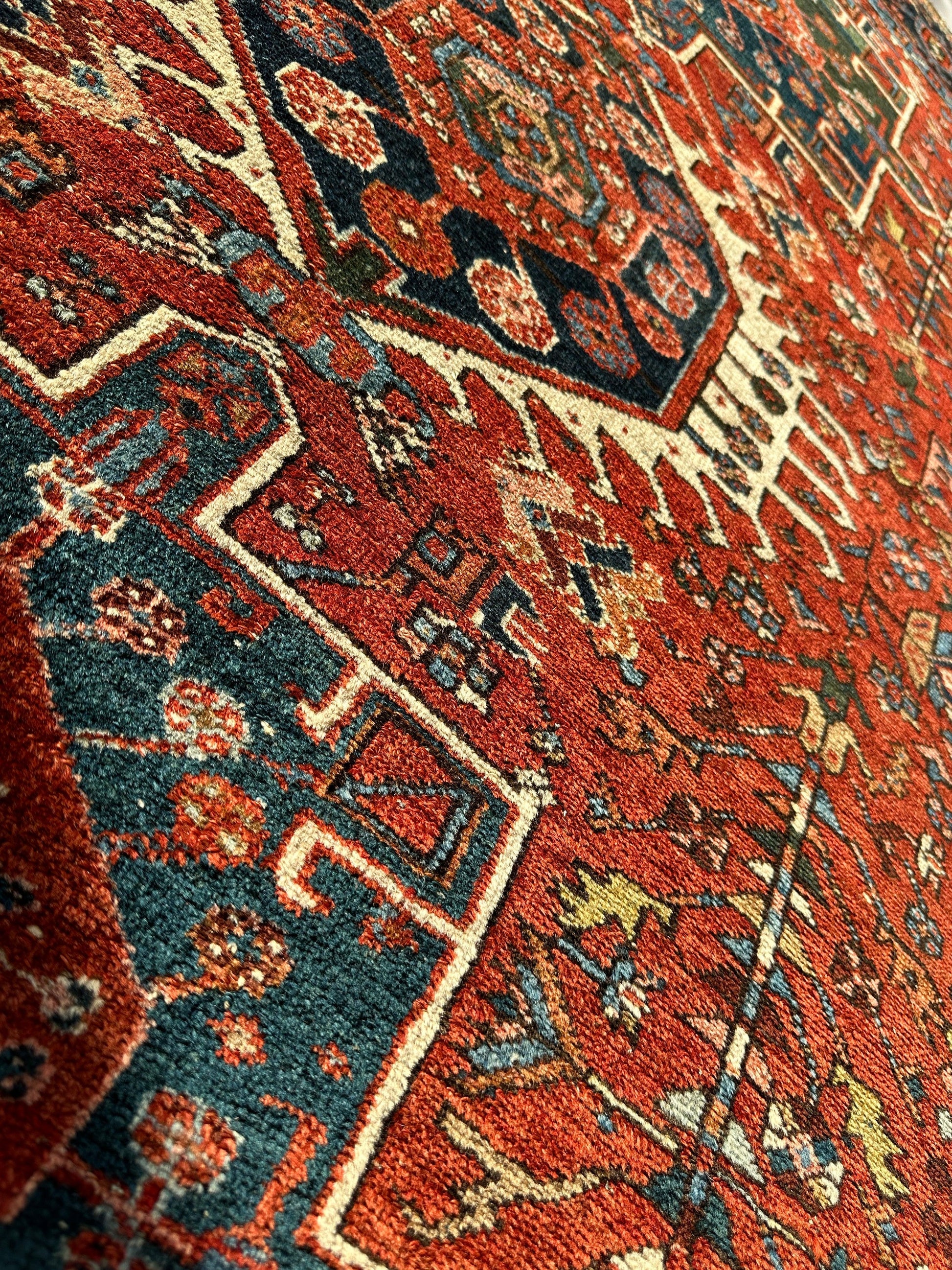 KARAJA Persian Antique Heriz Rug  4'9" x 6' - Tampa Home & Garden Store