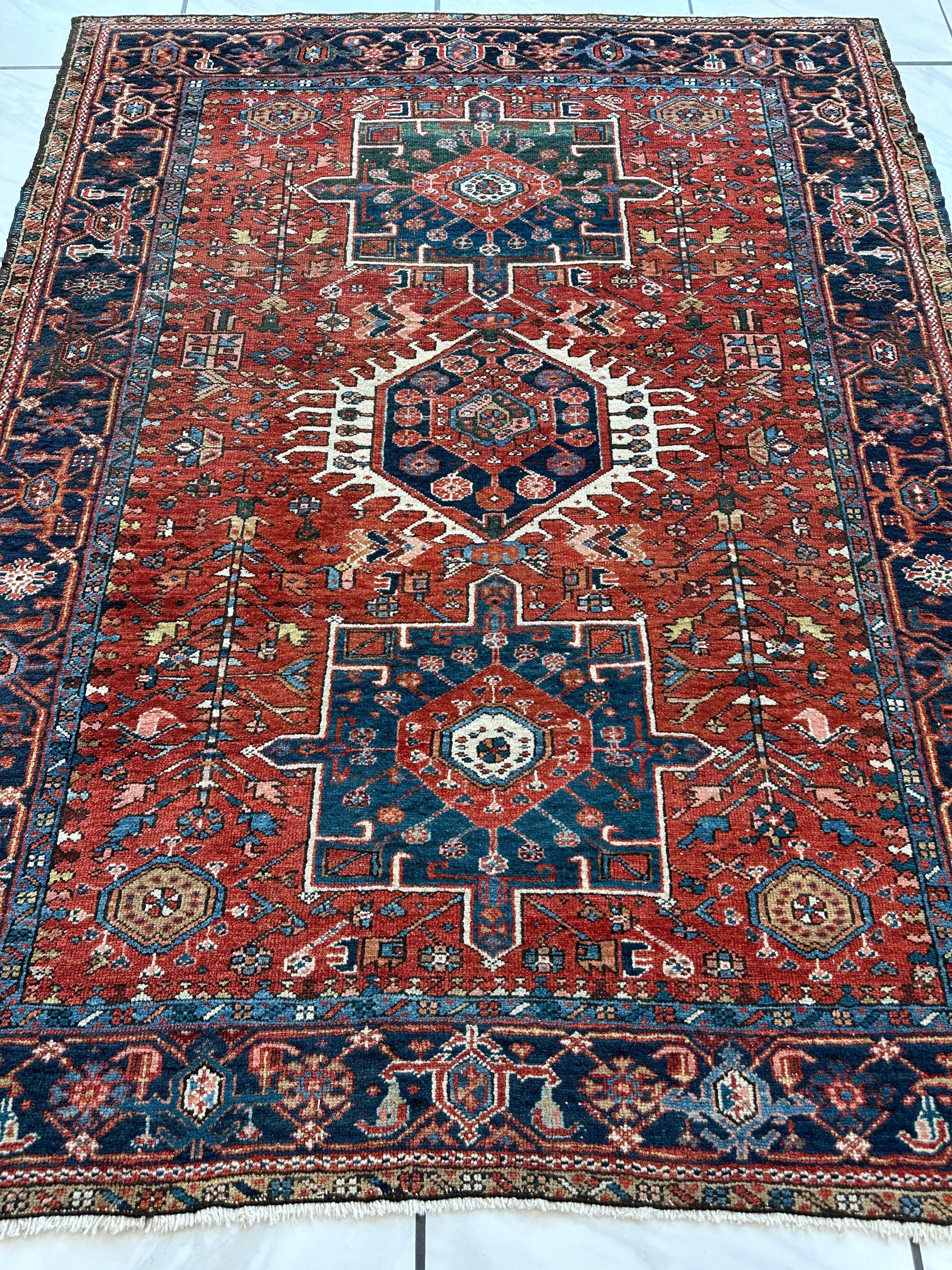 KARAJA Persian Antique Heriz Rug  4'9" x 6' - Tampa Home & Garden Store