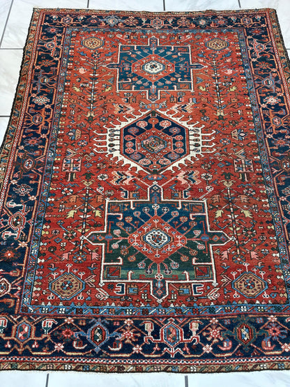 KARAJA Persian Antique Heriz Rug  4'9" x 6' - Tampa Home & Garden Store