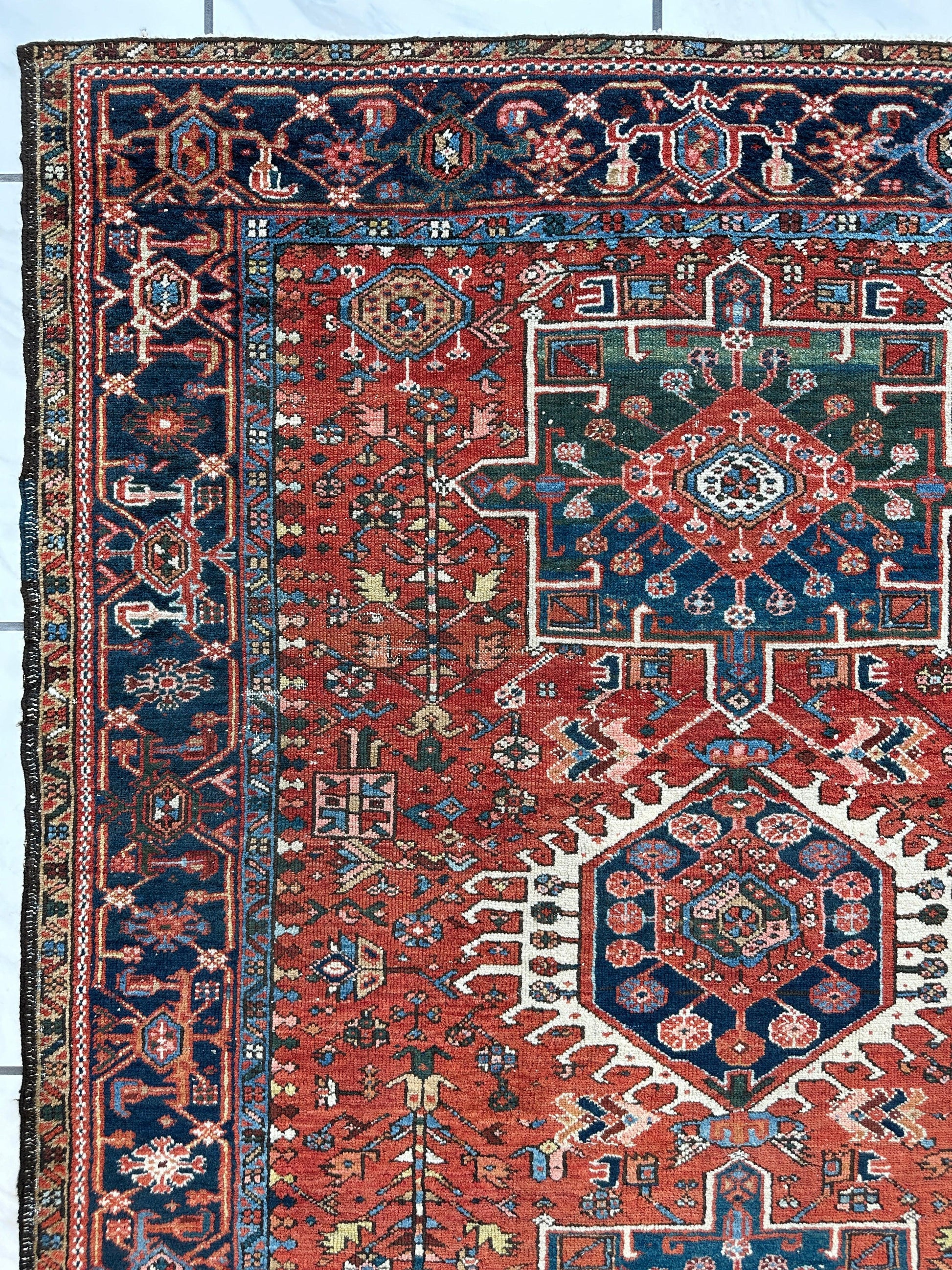 KARAJA Persian Antique Heriz Rug  4'9" x 6' - Tampa Home & Garden Store
