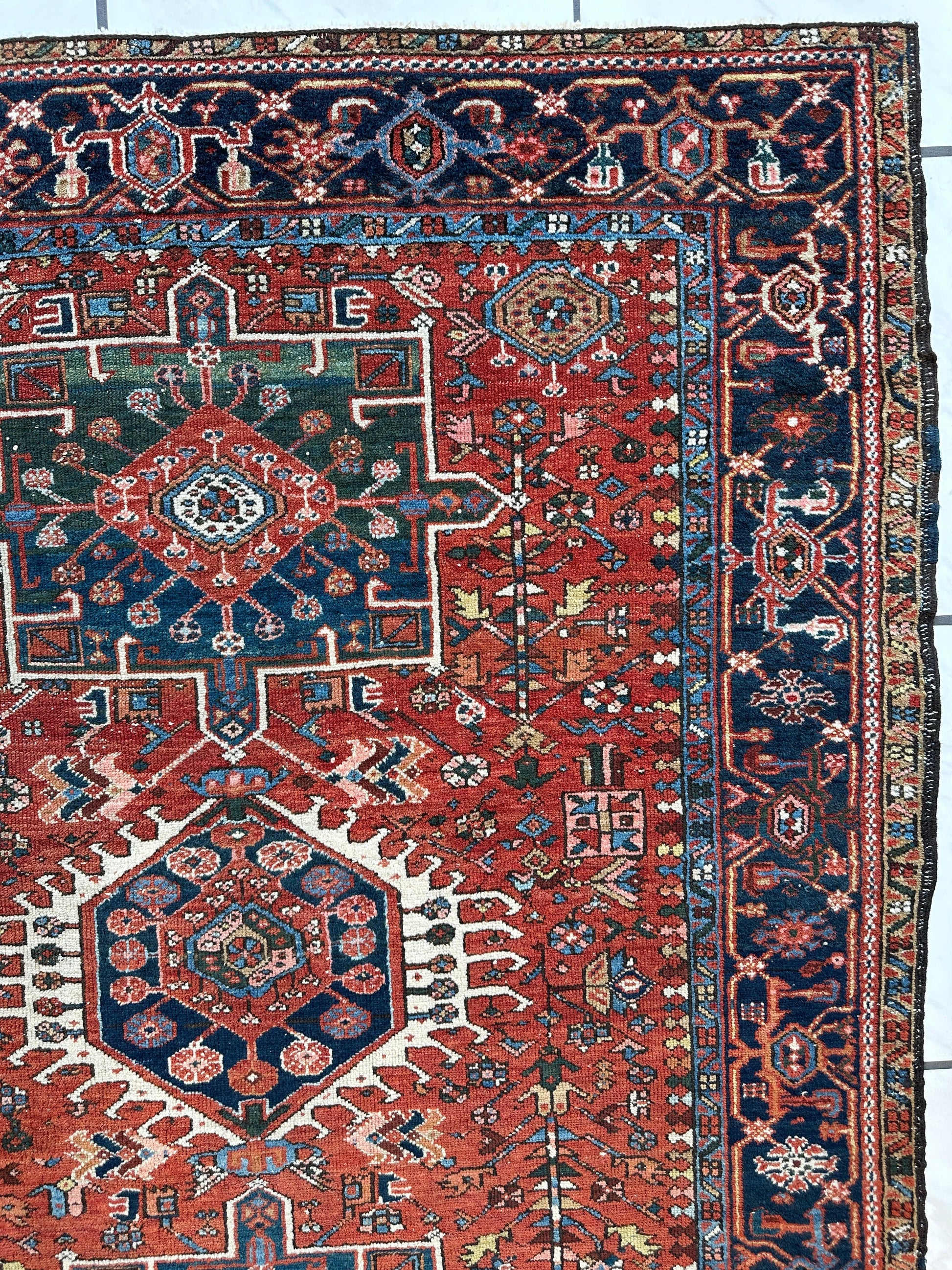 KARAJA Persian Antique Heriz Rug  4'9" x 6' - Tampa Home & Garden Store