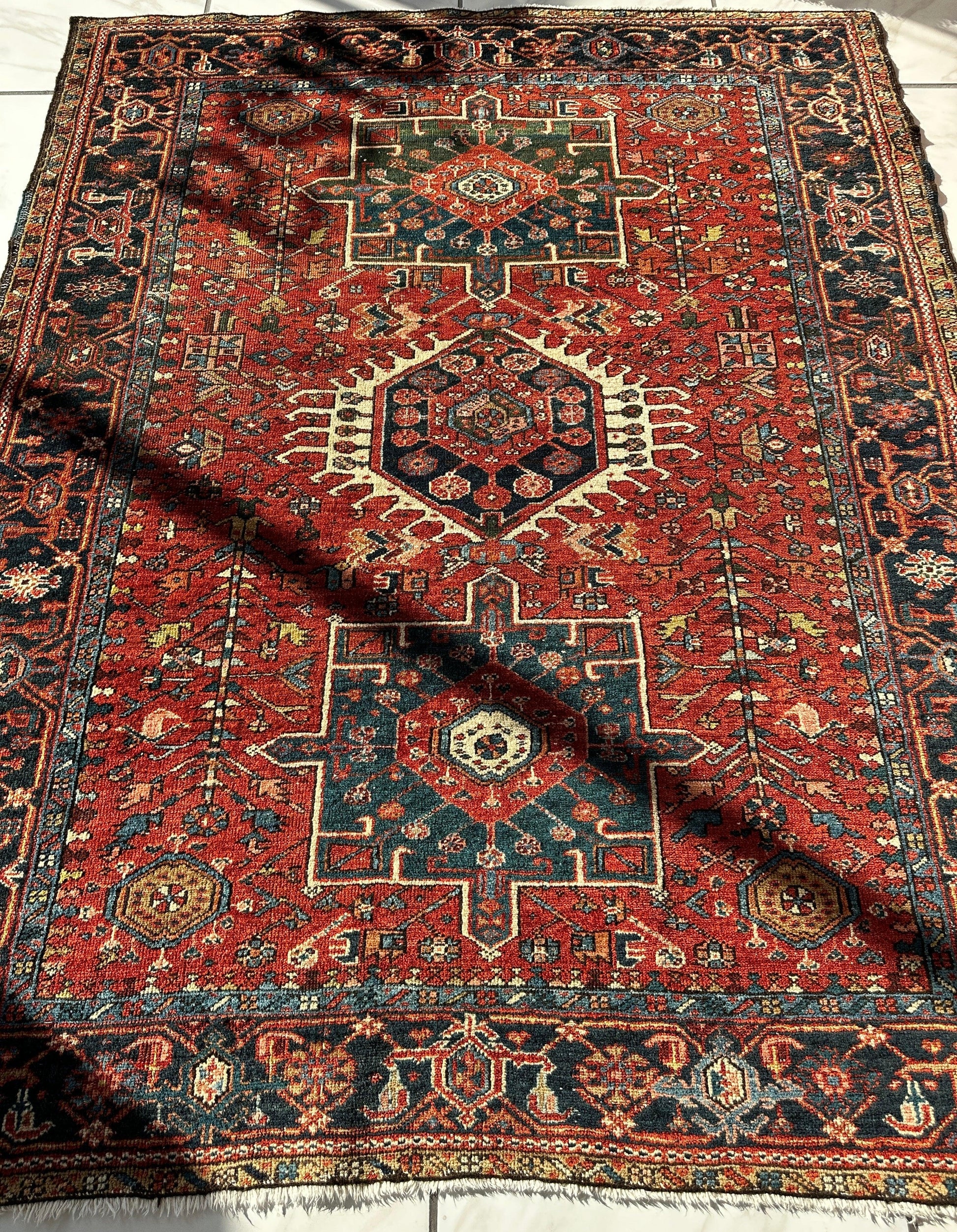 KARAJA Persian Antique Heriz Rug  4'9" x 6' - Tampa Home & Garden Store