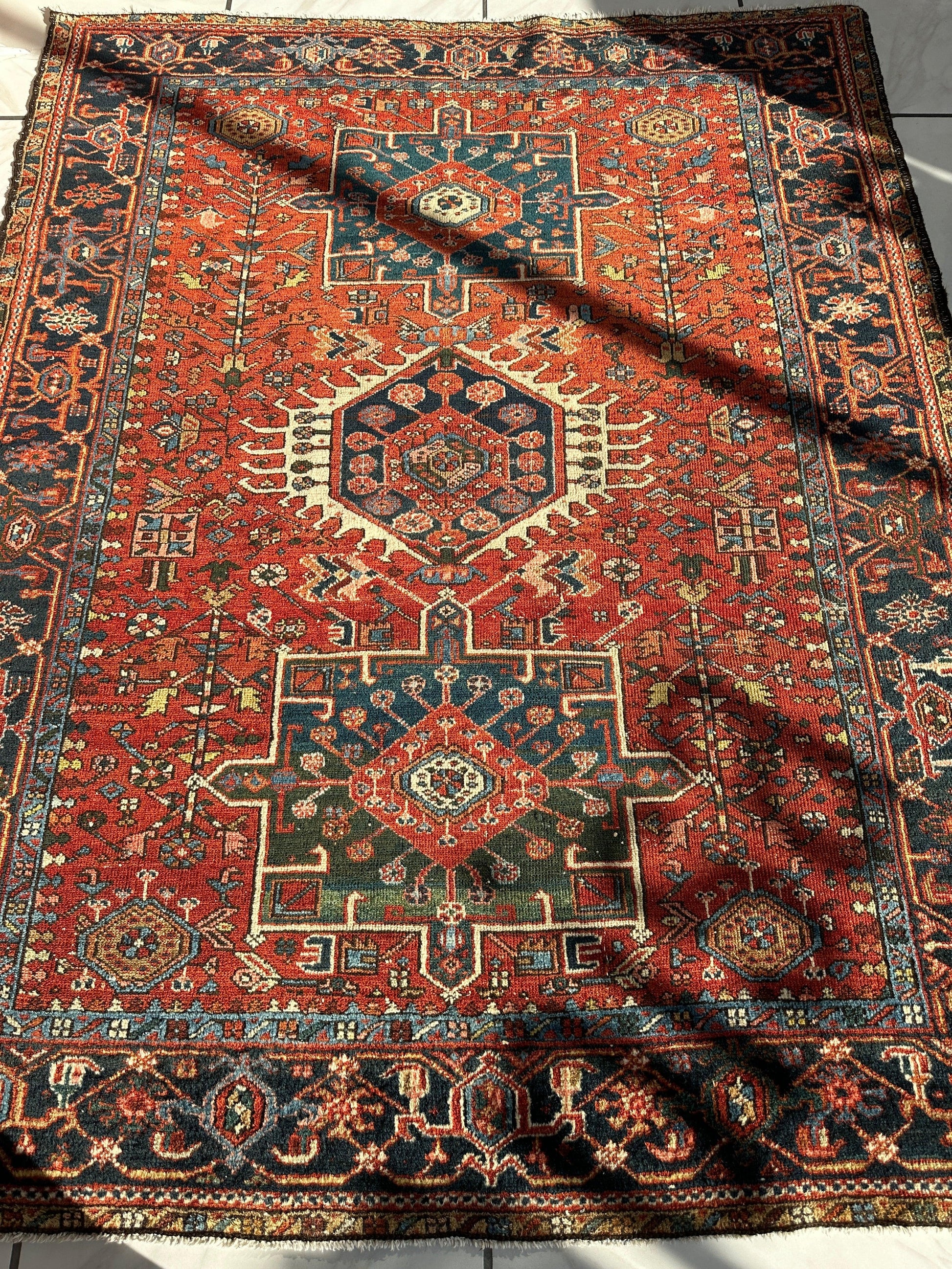 KARAJA Persian Antique Heriz Rug  4'9" x 6' - Tampa Home & Garden Store