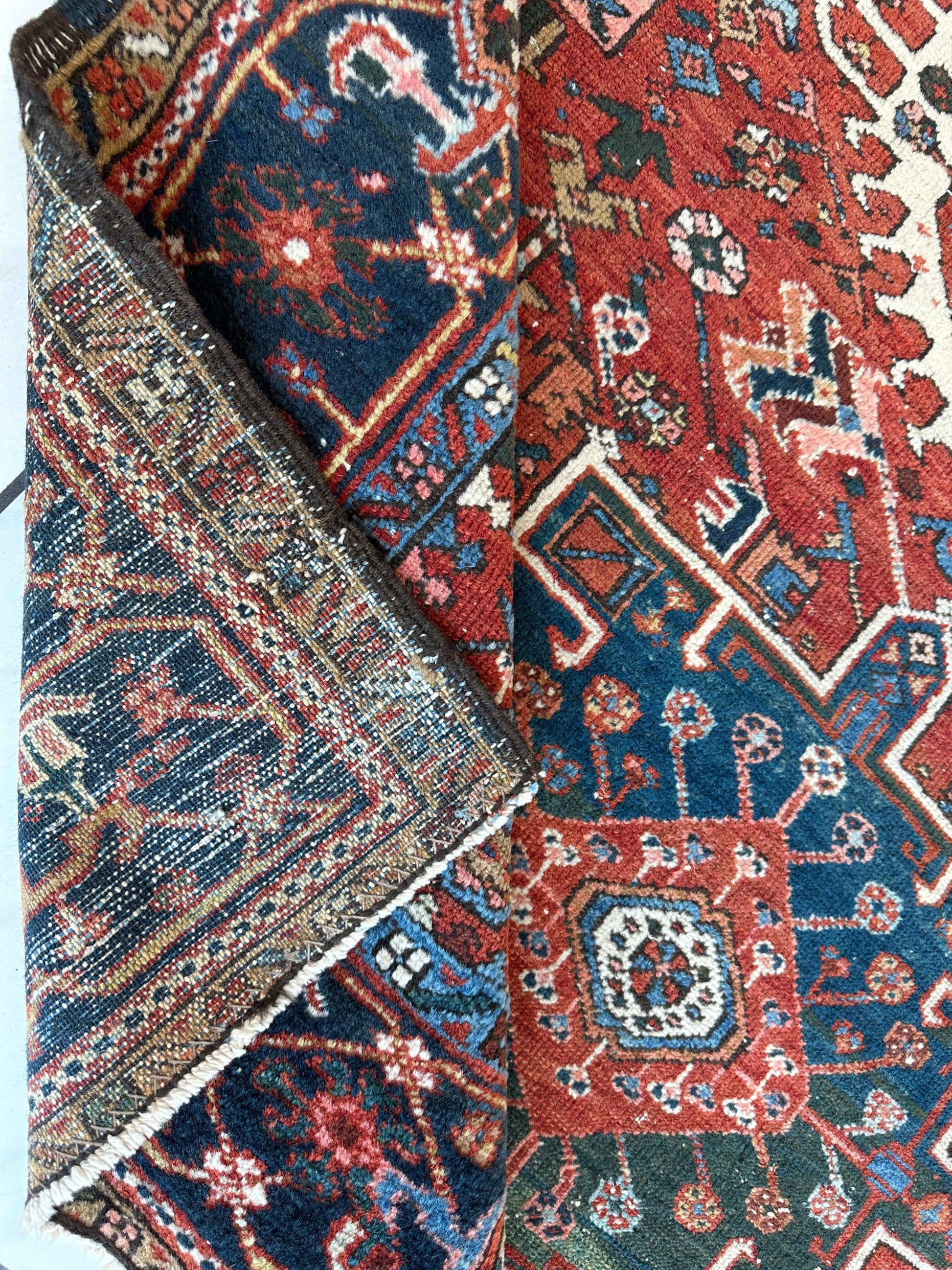 KARAJA Persian Antique Heriz Rug  4'9" x 6' - Tampa Home & Garden Store