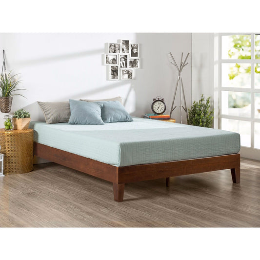 King size Low Profile Solid Wood Platform Bed Frame in Espresso Finish - Tampa Home & Garden Store
